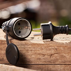 Розетка переносная влагозащищенная с крышкой, с/з, 16 А, IP44 каучук REXANT 111-004 1