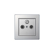 ТВ-розетка проходная TV/R/SAT Liregus Epsilon серебро 28-1826