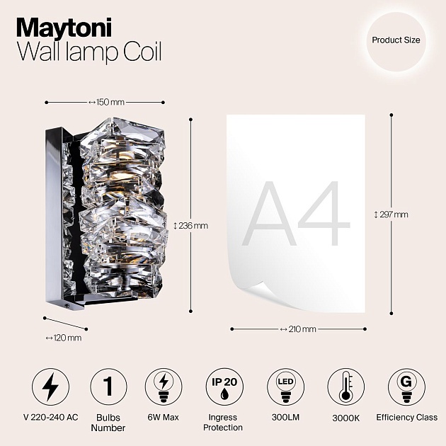 Настенный светодиодный светильник Maytoni Coil MOD124WL-L6CH3K изображение 2 Настенный светодиодный светильник Maytoni Coil MOD124WL-L6CH3K Фото № 2