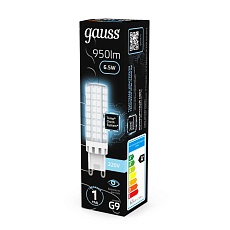 Лампа светодиодная Gauss G9 6,5W 4100К прозрачная 107309206 4