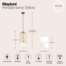 Подвесной светильник Maytoni Telford P363PL-01G 1