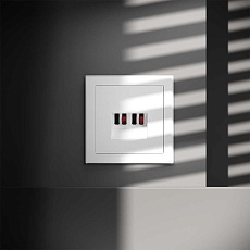 Розетка акустическая встраиваемая Voltum S70 4-местная, (белый матовый) VLS060302 5