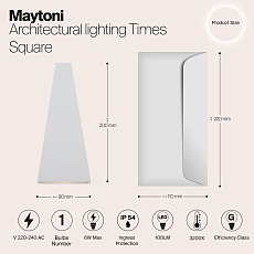 Уличный настенный светодиодный светильник Maytoni Times Square O580WL-L6W 1
