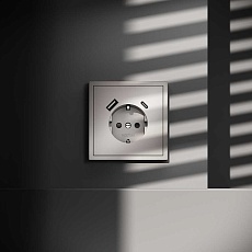 Розетка встраиваемая Voltum S70 с заземлением и защитными шторками, 16А, с USB, A+С, (кашемир) VLS040503 5