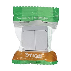 Выключатель двухклавишный Systeme Electric Этюд 10A 250V белый BA10-042B