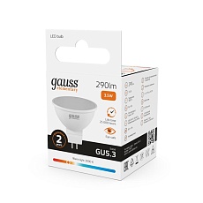 Лампа светодиодная Gauss GU5.3 3.5W 3000K матовая 13514 1