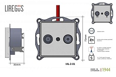 ТВ-розетка оконечная TV/R Liregus Retro черный матовый 29-228 1