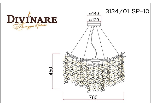 Подвесная люстра Divinare Salice 3134/01 SP-10 изображение 2 Подвесная люстра Divinare Salice 3134/01 SP-10 Фото № 2