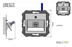 ТВ-розетка TV/SAT Liregus Retro черный матовый 29-233 1