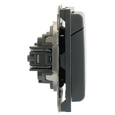 RST16-5113-05 Розетка 1-местная с крышкой с защ. штор STEKKER, б/з, 250В, 16А, серия Эмили, RST16-5113-05, черный уголь, soft touch 49852 1