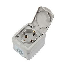 Розетка одноместная (керамика) Mini OG IP54, с заземлением, о/у, серая KRANZ KR-78-0815 2