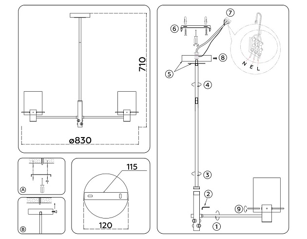 Подвесная люстра Ambrella Light High Light Modern LH57043 Фото № 2