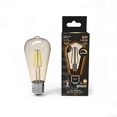 Лампа светодиодная филаментная Gauss E27 6W 2400К золотая 102802006 4