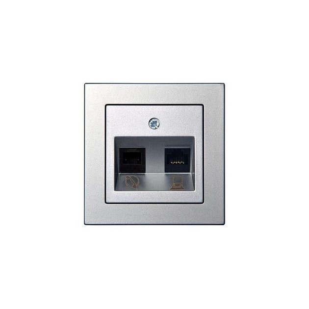 Розетка RJ45/RJ11 Liregus Epsilon серебро 28-185 изображение 1 Розетка RJ45/RJ11 Liregus Epsilon серебро 28-185 Фото № 1