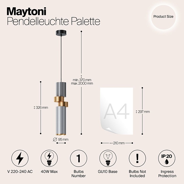 Подвесной светильник Maytoni Palette MOD303PL-01CFL2 изображение 2 Подвесной светильник Maytoni Palette MOD303PL-01CFL2 Фото № 2