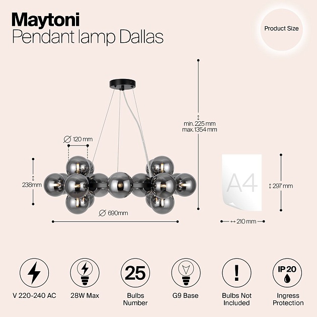 Подвесная люстра Maytoni Dallas MOD545PL-25B изображение 2 Подвесная люстра Maytoni Dallas MOD545PL-25B Фото № 2