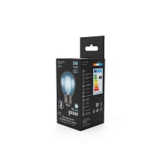 Лампа светодиодная филаментная Gauss E27 5W 4100K прозрачная 105802205 4