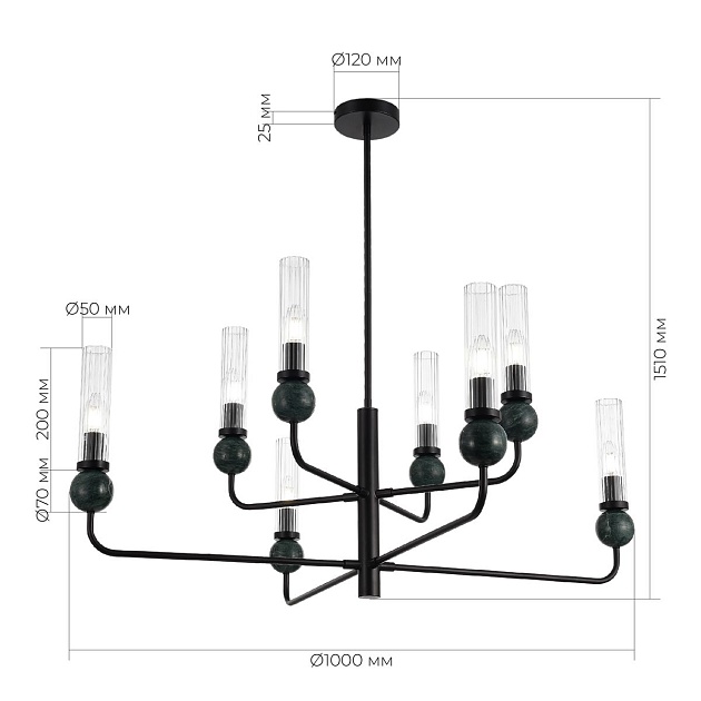 Подвесная люстра ST Luce Medea SL1244.403.08 изображение 2 Подвесная люстра ST Luce Medea SL1244.403.08 Фото № 2
