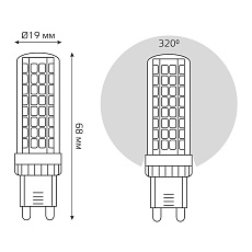 Лампа светодиодная Gauss G9 6,5W 4100К прозрачная 107309206 2
