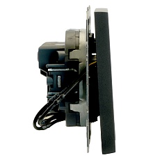 Выключатель 2-клавишный c индикатором (механизм), STEKKER, 250В, 10А, серия Эмили, RSW10-5102-05, черный уголь, soft touch 49838 5