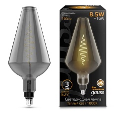 Лампа светодиодная филаментная Gauss E27 8,5W 1800K серая 180802005 2