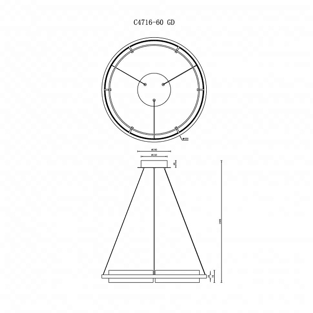 Подвесной светодиодный светильник iLedex Meridian C4716-60 GD изображение 2 Подвесной светодиодный светильник iLedex Meridian C4716-60 GD Фото № 2