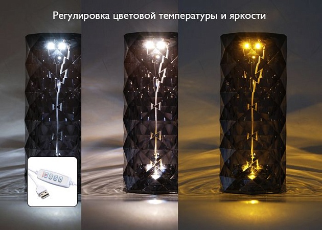 Настольная лампа ФАZA Кристалл CTL3-USB-bk изображение 4 Настольная лампа ФАZA Кристалл CTL3-USB-bk Фото № 4