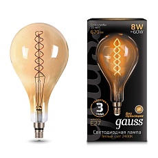 Лампа светодиодная филаментная Gauss E27 8W 2400K золотая 150802008 3