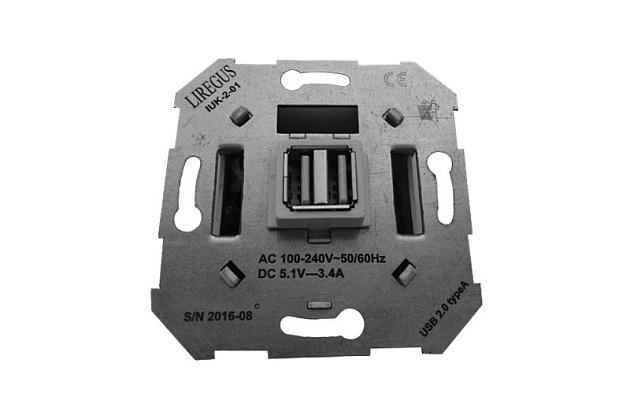 Розетка 2xUSB Liregus Epsilon антрацит 28-1136 изображение 4 Розетка 2xUSB Liregus Epsilon антрацит 28-1136 Фото № 4