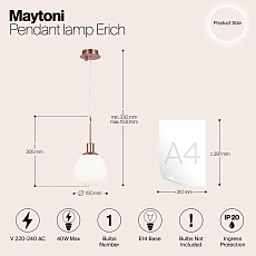 Подвесной светильник Maytoni Erich MOD221-PL-01-G 1