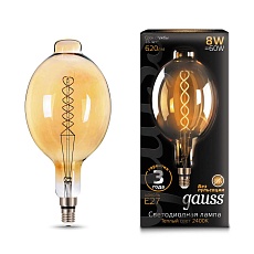 Лампа светодиодная филаментная Gauss E27 8W 2400K золотая 152802008 1