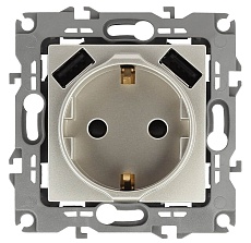 Розетка Эра Elegance 2P E со шторками 16A 250V 2xUSB 14-4109-04 Б0047870