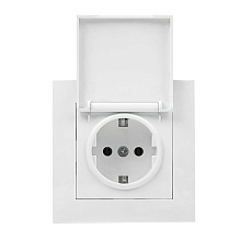 Валенсия розетка 1-местная с/з 16А белая с крышкой и защ. штор. IP44 EKF PROxima EWV10-124-10