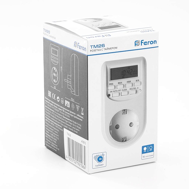 Розетка с таймером Feron TM26 41815 изображение 5 Розетка с таймером Feron TM26 41815 Фото № 5