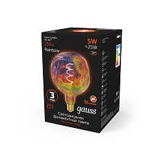 Лампа светодиодная диммируемая филаментная Gauss E27 5W 1800K розовая 1007802103 1