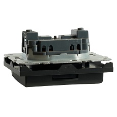 RST16-5113-05 Розетка 1-местная с крышкой с защ. штор STEKKER, б/з, 250В, 16А, серия Эмили, RST16-5113-05, черный уголь, soft touch 49852 3