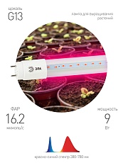 Лампа светодиодная для растений ЭРА G13 9W 1200K прозрачная Fito-9W-RB-Т8-G13-NL Б0042986 1