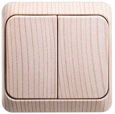 Выключатель двухклавишный Systeme Electric Этюд 10A 250V с подсветкой сосна BA10-006D