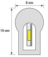 Гибкий неон Uniel 8W/m 120LED/m 2835SMD красный 50M ULS-N21-2835-120LED/m-8mm-IP67-220V-8W/m-50M-Red UL-00003770 2