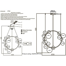 Подвесная люстра Crystal Lux Agata SP15 V2 Gold/Transparente 1