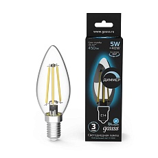 Лампа светодиодная Gauss E14 5W 4100K прозрачная 103801205 3