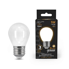 Лампа светодиодная филаментная Gauss E27 5W 2700К матовая 105202105 3