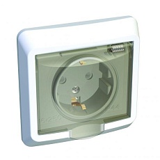 Розетка 2К+З Systeme Electric Этюд 16A 250V с крышкой шторками белая PC16-044B