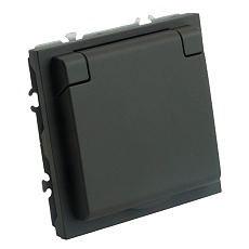 RST16-5113-05 Розетка 1-местная с крышкой с защ. штор STEKKER, б/з, 250В, 16А, серия Эмили, RST16-5113-05, черный уголь, soft touch 49852 4