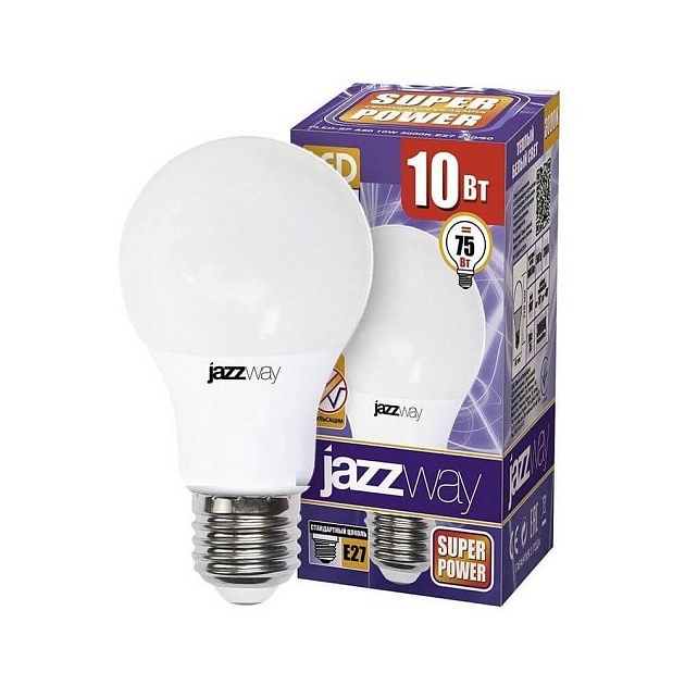Лампа светодиодная Jazzway E27 10W 3000K матовая 1033697 изображение 1 Лампа светодиодная Jazzway E27 10W 3000K матовая 1033697 Фото № 1