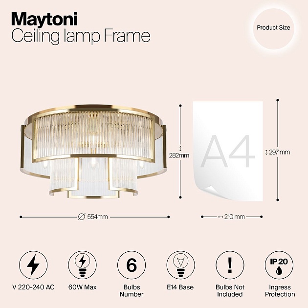 Потолочная люстра Maytoni Frame MOD174CL-06G изображение 2 Потолочная люстра Maytoni Frame MOD174CL-06G Фото № 2
