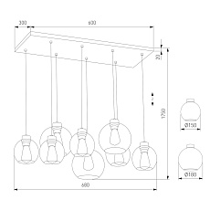 Подвесная люстра TK Lighting 2834 Cubus 1
