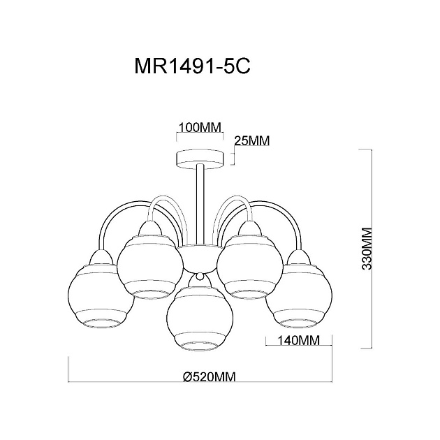 Потолочная люстра MyFar Kris MR1491-5C изображение 2 Потолочная люстра MyFar Kris MR1491-5C Фото № 2
