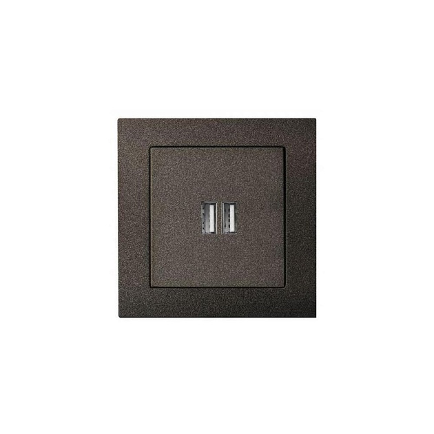 Розетка 2xUSB Liregus Epsilon антрацит 28-1136 изображение 1 Розетка 2xUSB Liregus Epsilon антрацит 28-1136 Фото № 1