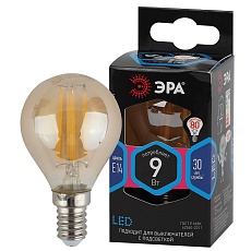 Лампа светодиодная филаментная ЭРА E14 9W 4000K золотая F-LED P45-9w-840-E14 gold Б0047028 1